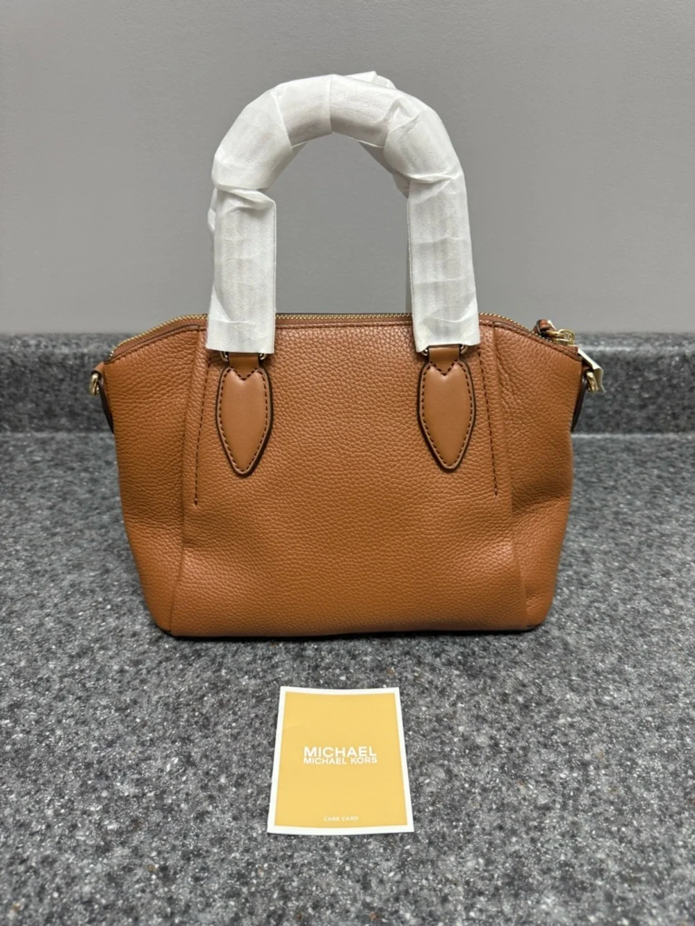 NWT Michael Kors Small Sienna Brown Leather Satchel TopHandle/Crossbody Bag $328 - Picture 4 of 16
